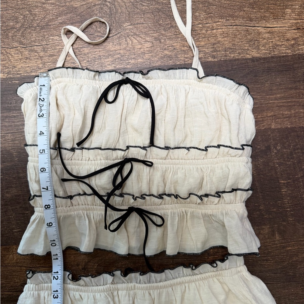 Cream Ruffle Skirt Set with Black Trim - Picture 11 of 13